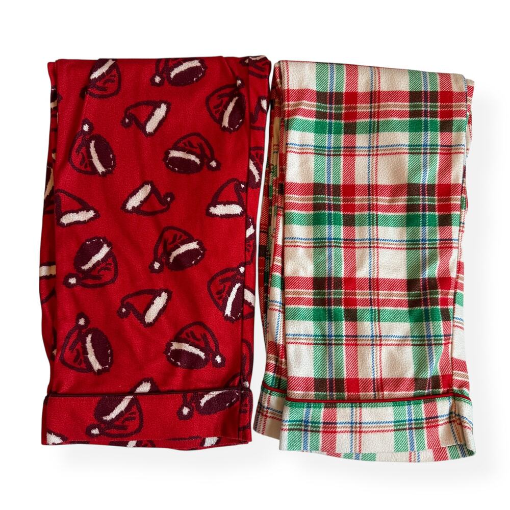 Cat & Jack Holiday Christmas Santa Plaid Pajama Pants Bundle Large 10/12ccccc